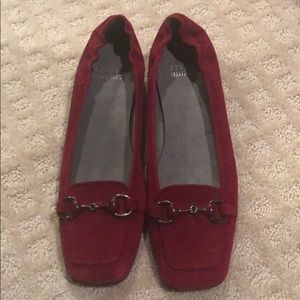Red suede flats